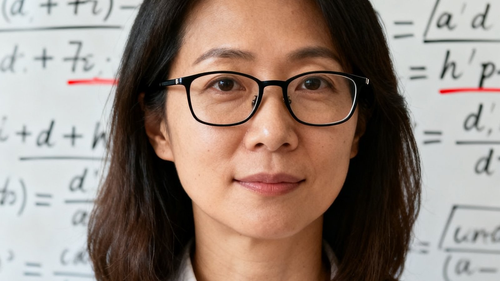 V体育首席数据科学家林晓的头像照片，35岁女性，戴着眼镜，背景是满是算法公式的白板，展现学术气质。